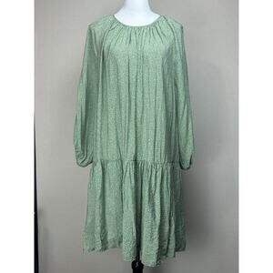 H&M Women Green Floral Casual Dress X-Large Midi Flowy Cottage Core